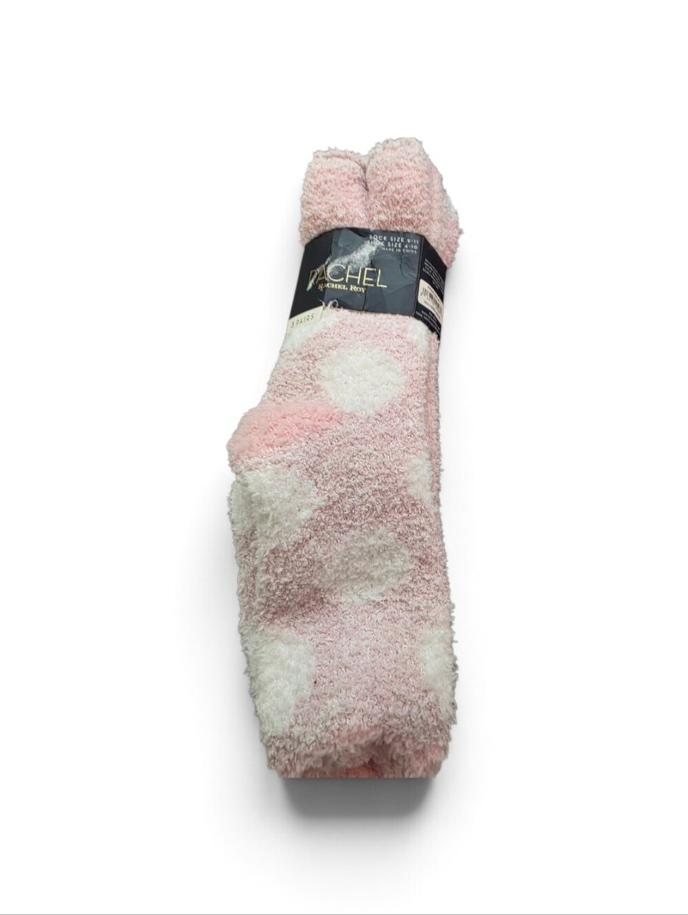 Rachel Zoe Soft Plush Fuzzy Socks - 3 Pairs (Pink Polka Dot and Gray)